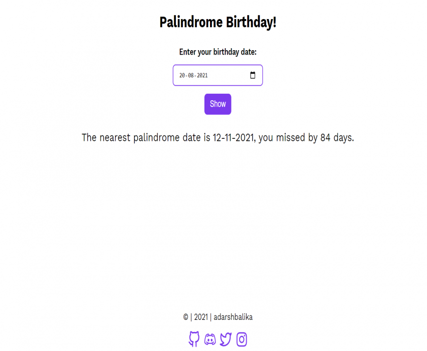 Palindrome Birthday App